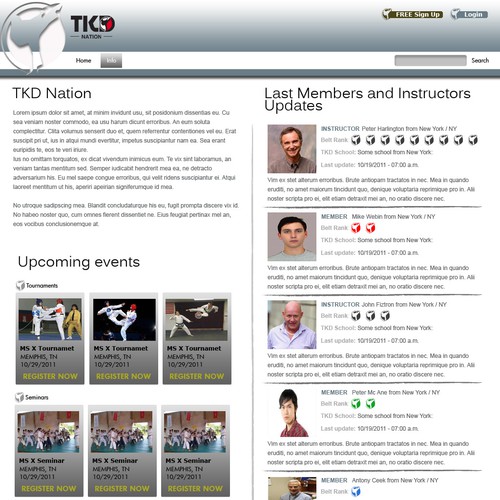 Website design for TKD Nation (Taekwondo Nation)