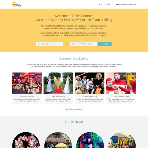 Corporate summer event website design