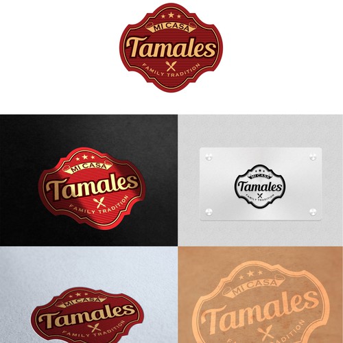 Create a vintage sign logo for Mi Casa Tamales