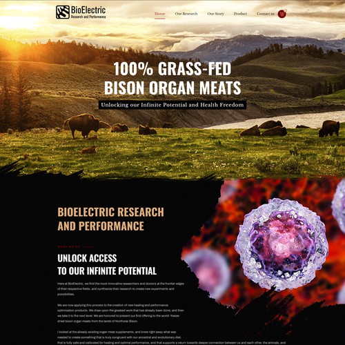 Bold and Elegant aesthetics for grass-fed bison organ meats supplement.