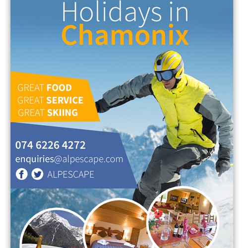 Create a great, single page ad for Ski Chalet Holidays