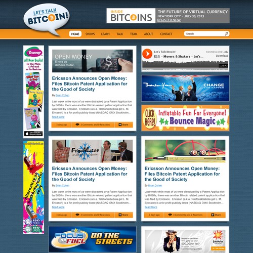 Build a News Site for Let's Talk Bitcoin!  Wireframe provided