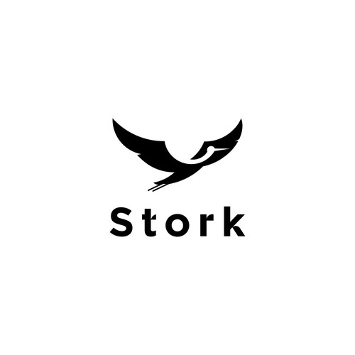 negative space stork logo