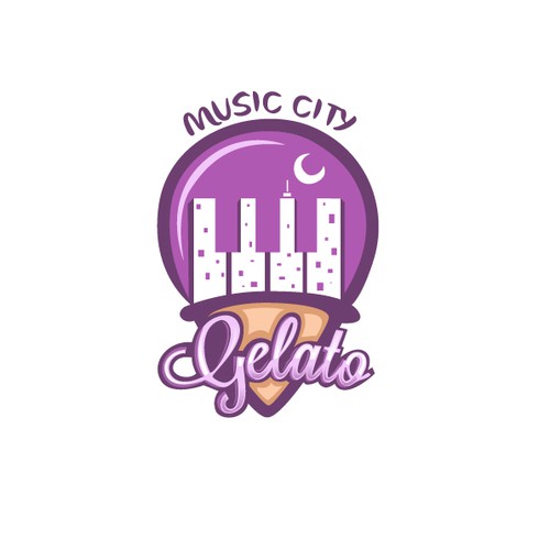 Create a Cool Logo for Gelato Shop with a Music Theme