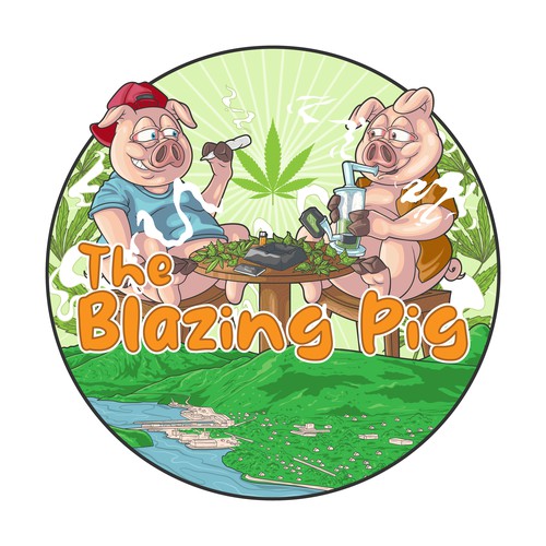 Cartoon cannabis business logo