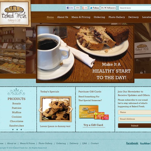 Create the next website design for Baked Fresh, Inc.