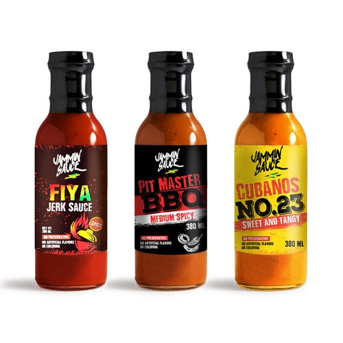 Label concepts for Jerk and BBQ Sauce Bottles