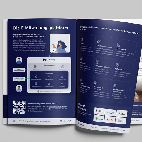 Brochure for Digital software platform called E-Mitwirkung from Konova - Broschüre für digitale Softwareplattform für Städte