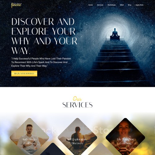 Website design for "sixth sense finesse", spiritual web design for conscious self-discovery life coaching business