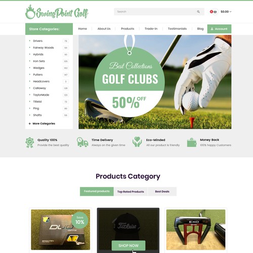 Golf Product Website Design