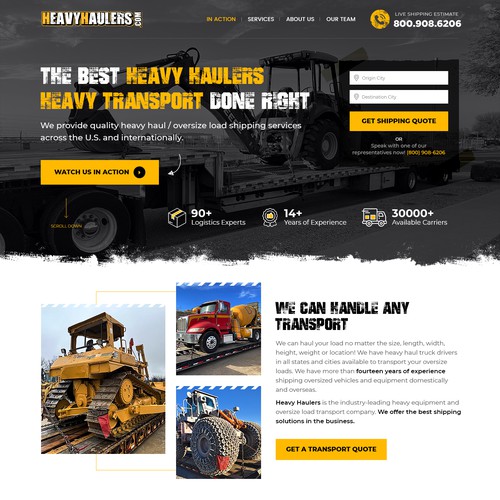 Strong Homepage Design Needed For Tough Heavy Haul Website