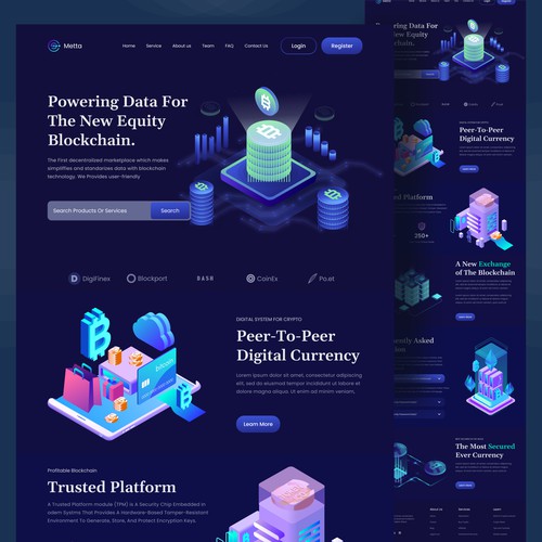 blockchain Landing page design