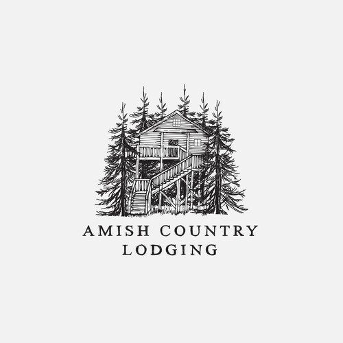 Logo concept for a rustic cabin and treehouse rental agency.