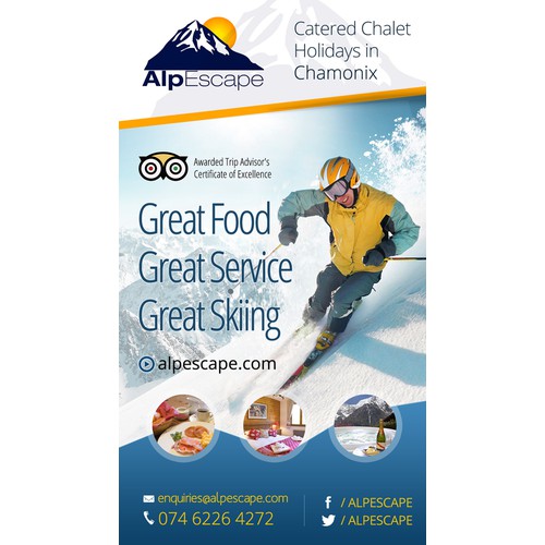 Create a great, single page ad for Ski Chalet Holidays