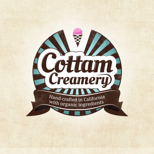Fun vintage logo design for Cottam Creameryy
