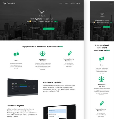 Responsive Landing Page Design for Flychain.io