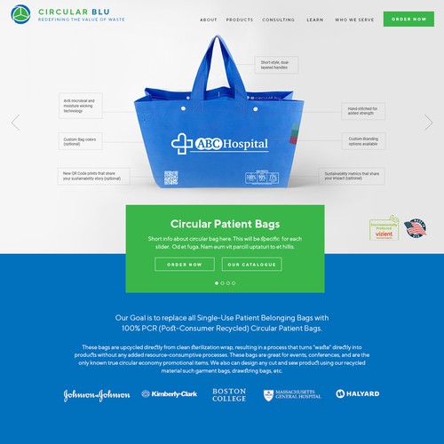 Landing Page for Recycled Bags