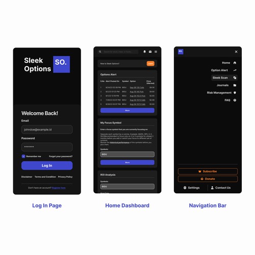 Mobile app design for a stock company