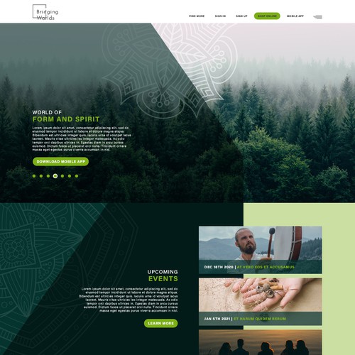 Bridging Worlds Landing page design