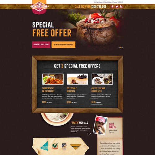 WA Spit Roast landing page design