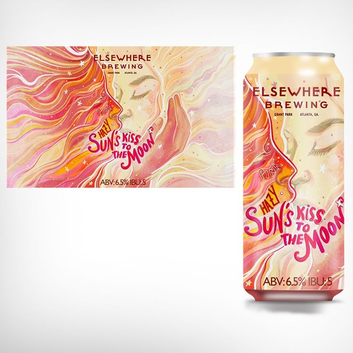 Illustrated beer can and a quenching kiss