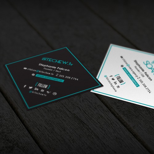 Square business cards for FOOD/HOSPITALITY marketing agency & video web series