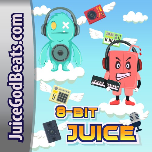 Videogame inspired album cover (8 Bit Juice) for juicegodbeats