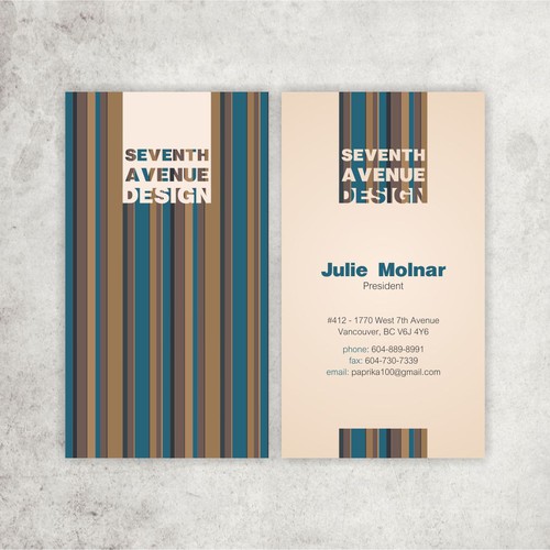 Business Card For Seventh Avenue Design