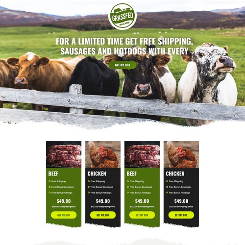 Landing page design for farm product