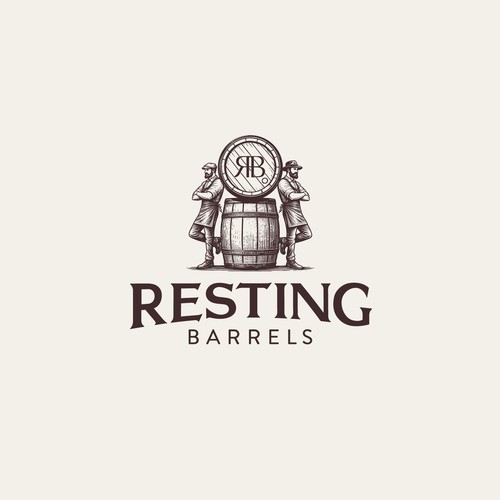 Vintage logo concept for Resting Barrels.