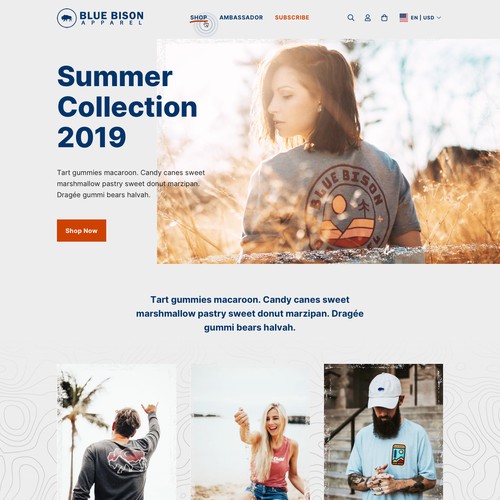 Website Concept for Blue Bison Apparel