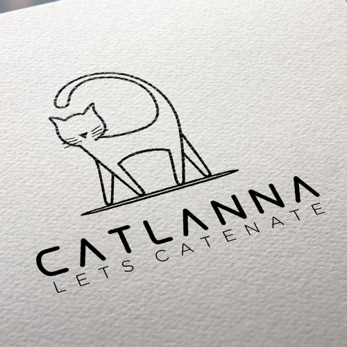 captivating powerful, geometric cat logo for CATLANNA behavior consulting services