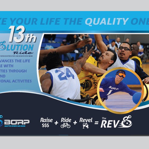 Create the overall design theme for the 13th Annual BORP Revolution Ride and Festival