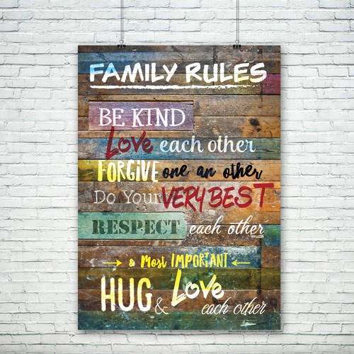 Family rules poster canvas art