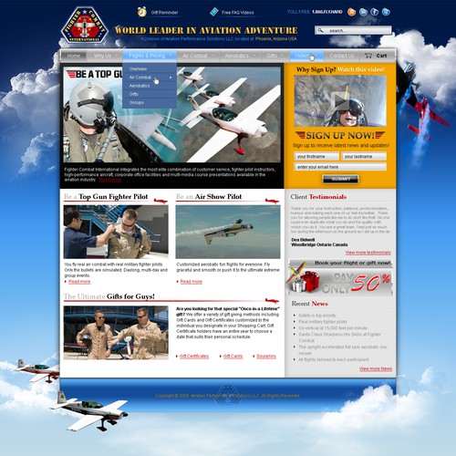 Extreme Aviation Adventure - Custom Design to Wordpress Theme