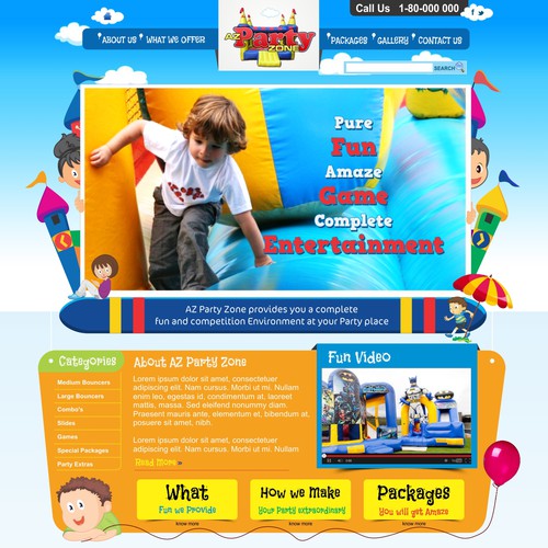 website design for AZ Party Zone