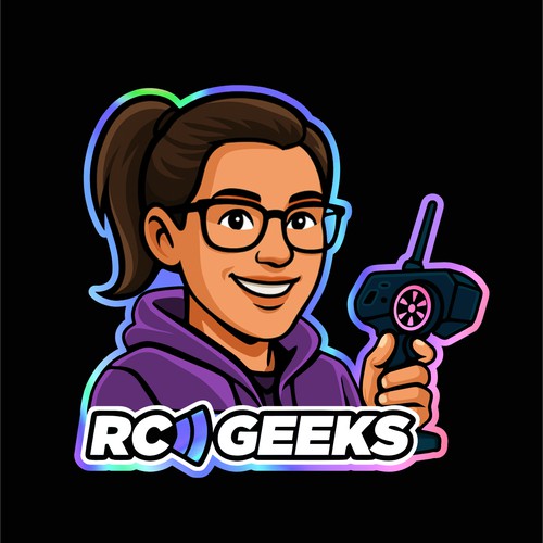Custom Female RC Enthusiast Character – Holographic Sticker Design