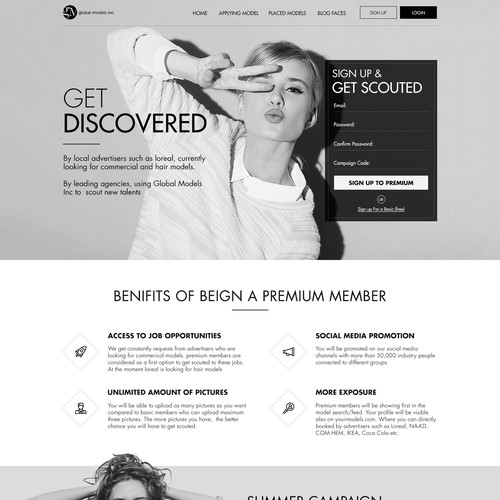 Landing page design for Fashion Global Inc. 