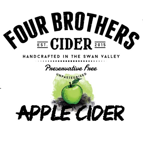 Illustration (concept) for 4 Brothers Cider's Bottle label