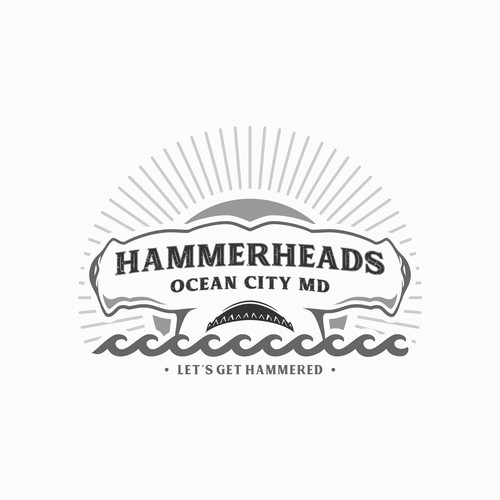 Youthful and bold logo concept for "HAMMERHEADS" bar & grill