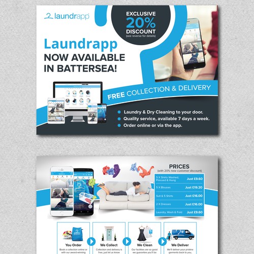 Postcard design for laundrapp