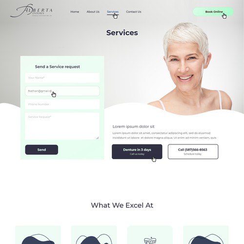 Service Page Design for a Denture Brand