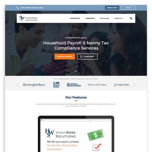 Nanny Tax Software Solution Landing Page