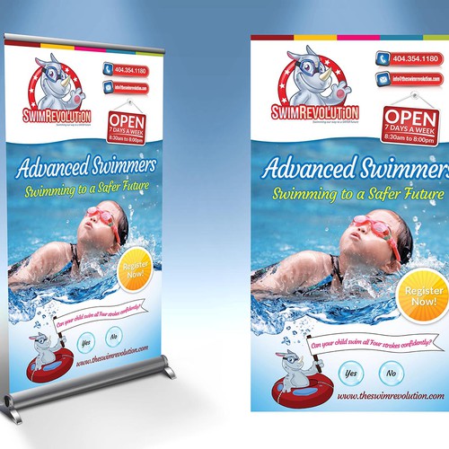 Create 3 simple and fun banner designs for The Swim Revolution