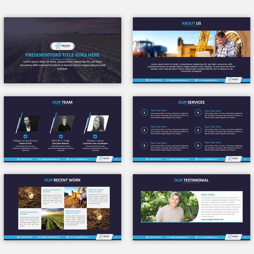 Slide deck power point template (title slide, 3-5 different designs for content slides)