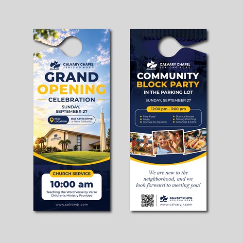 Door Hanger for Welcoming Church Grand Opening & Block Party 