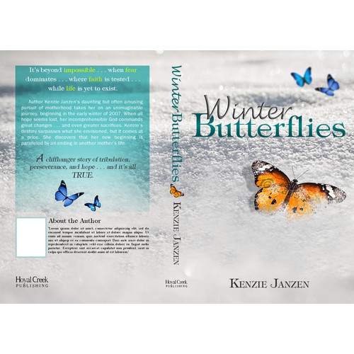 Create a book cover for a book (memoir) title Winter Butterflies