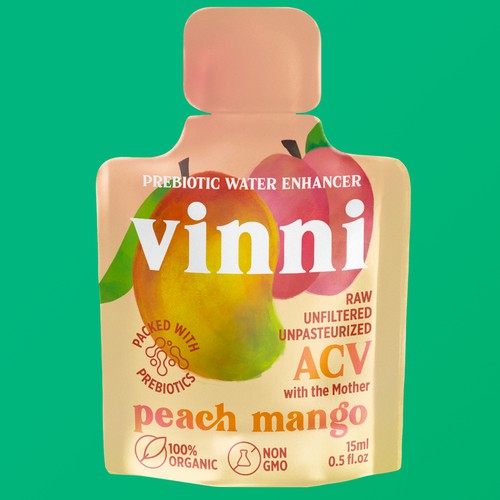 Vibrant, Hand-Drawn Fruit Illustrations for ACV Sachet Design