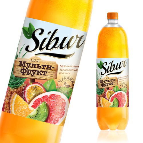 Label design for multi fruit soda drink