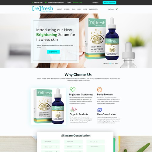 Skin care web design